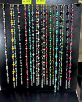 Pulseras de alpaca con cristales piedras u otro elemento