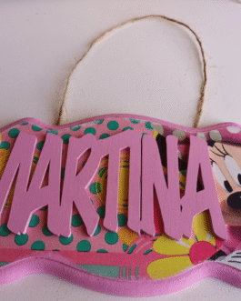 Letrero con nombre en decoupage