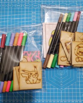 Set para pintar lapices acrilicos mas figuras en madera