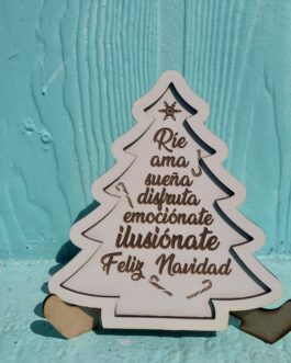 Árbol navidad escritorio con mensaje o dedicatoria