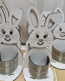 Canasto conejo blanco mdf